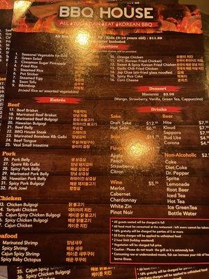 I was asked by the one server to take a photo of the menu cause they're dirty...