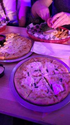 White Pizza, Cheese Bread, Burger