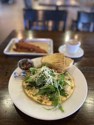 $14 Egg White Frittata - really good! Loved the fresh arugula salad on top. Light & healthy. Ignore the bacon