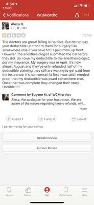 This shows how it took them four years to respond to my YELP review. "You can call a manager". Yep, did that dozens of times back in 2016.