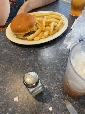 Burger and fries