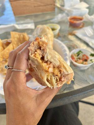 Inside the BRC burrito (beans, rice and cheese)