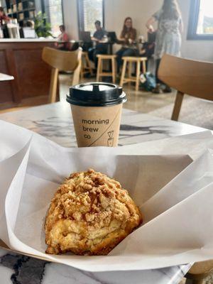 A delicious Apple Crumble Scone with a scrumptious Blueberry Herbal Tea