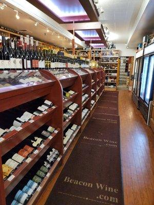 Our U.S. wines and fridge on the right for cold bottles