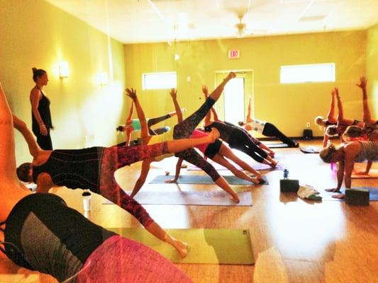 A view of Hot Yoga through the Barn Door window!! Hot and Powerful.!!