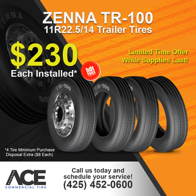 Limited Time Offer - Zenna TR-100 Trailer Tires 11R22.5/14