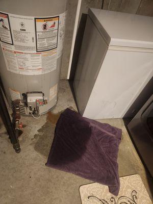 A leaking water heater. Something you never want to see.