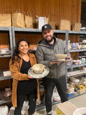 Husband and I with one of our new bowls!