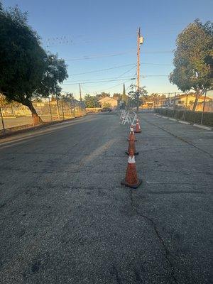 When your administration is salty and put up cones because they prefer to expose the kids to unsafe double lane parking.