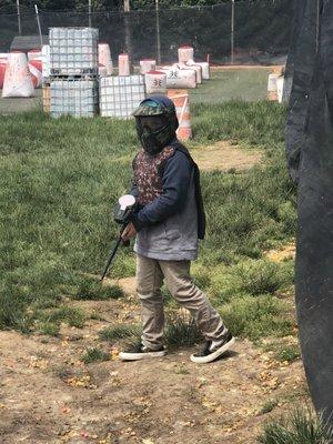 Birthday boy 1st time paint balling!