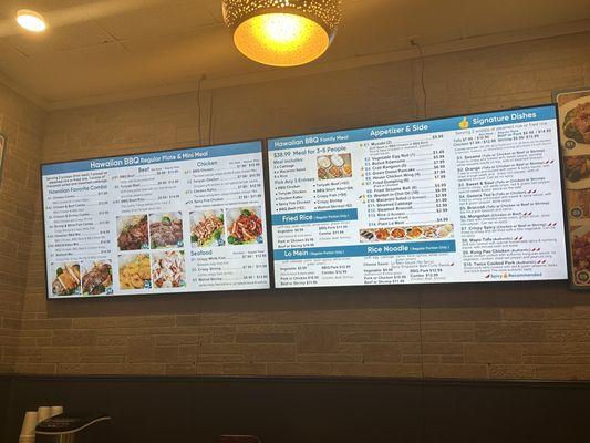 Bright clear menu with simple descriptions