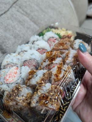 Honey crab roll and crunchy shrimp roll.