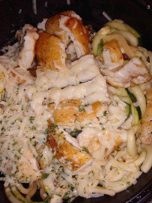 Chix garlic wine zuke pasta