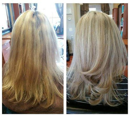 Color Correction Before and After for this beautiful blonde!