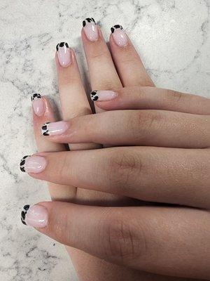 My daughter loves her cow print nails! Helen did such a great job for her.