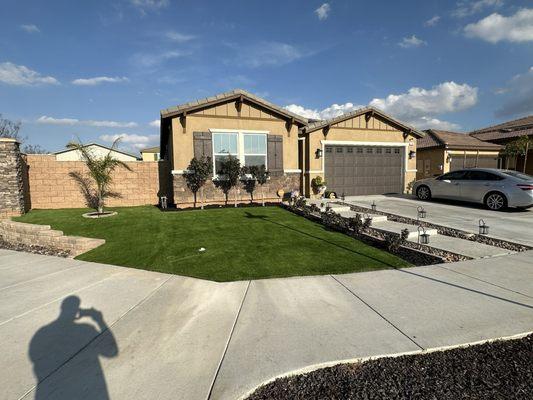 Front yard turf and planter.