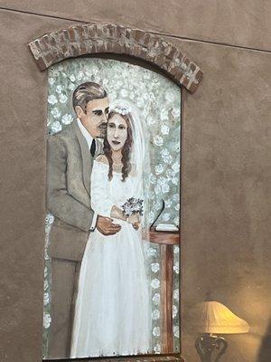 Creepy mural awaits you when you look out the balcony