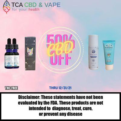 Now until 12/23 all CBD is 50% off!!!