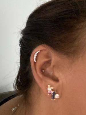 Right Ear: Helix Piercing & Conch Piercing