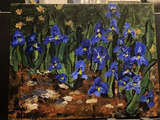 Irises in the style of Van Gogh