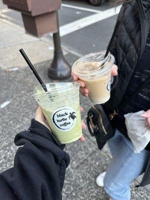 Iced Matcha Latte and Iced Latte