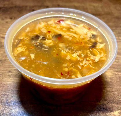 Hot and sour soup - not good, broth overdone with cornstarch or xanthan gum and not much flavor