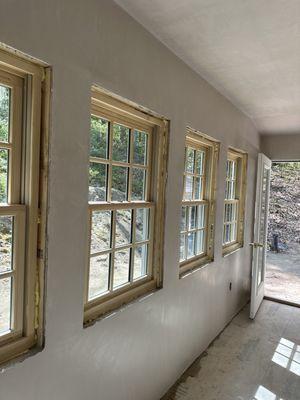 Another angle of the mudroom BlueBoard and Plastering  KT BlueBoard Plastering  (603)321-4886