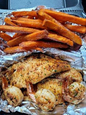 Grilled Catfish & Sweet Potato Fries