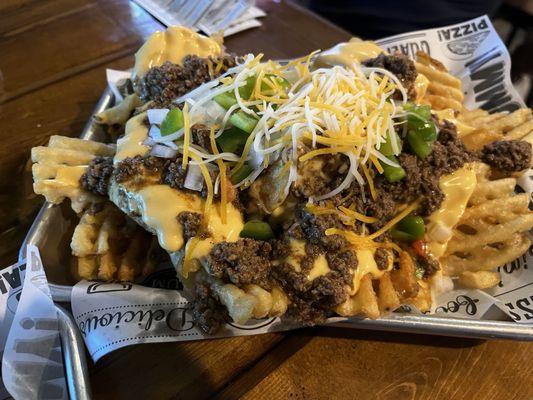 Loaded waffle fries