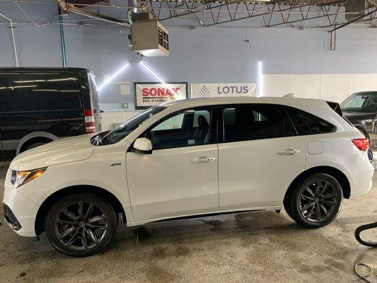 Acura MDX , interior detail , polymer net shield protection coding done by Lotus Hand Car Wash and Detail.