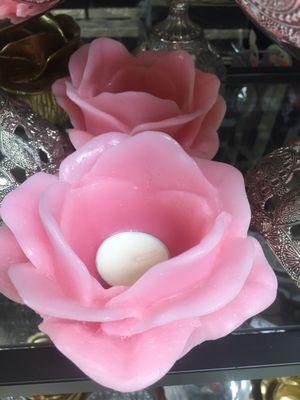 Smaller rose candle holders: red, pink, white