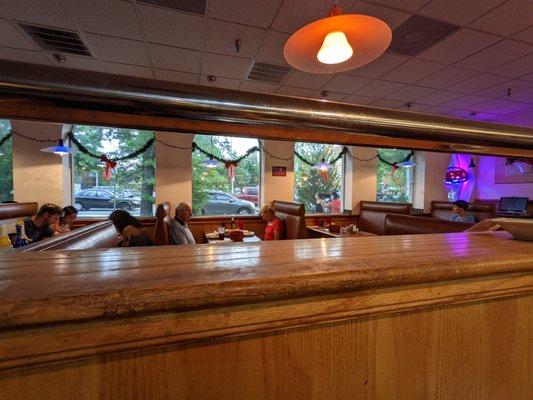 Inside. Street-facing portion of dining room.