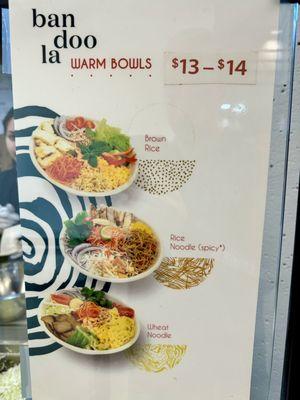 Warm bowls menu