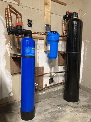 Filtration system with Salt free softener tank