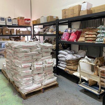 bulk flour, bulk sugar, smaller bulk ingredients