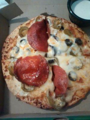 Pretty sure the pepperoni's is suppose to be under the cheese.