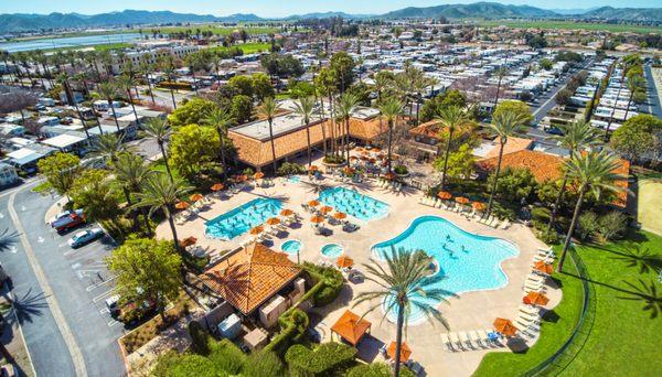 Golden Village Palms RV Resort, largest luxury RV Resort in CA