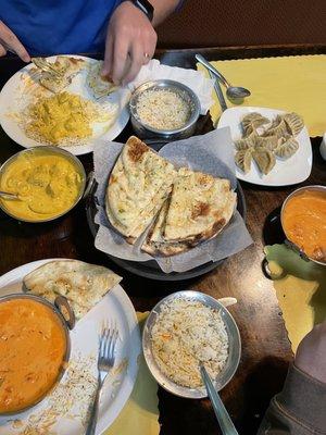 Butter Chicken, Korma Chicken, Garlic Naan