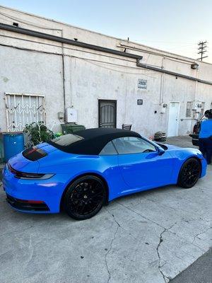 Porsche 911 Cabriolet post rear end repairs.