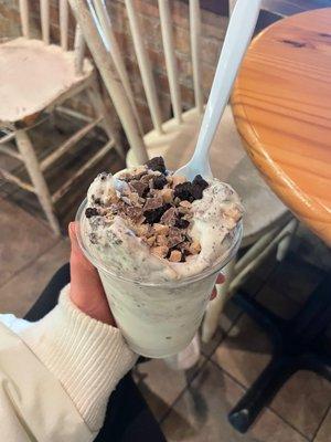 vanilla custard concrete with brownie and heath bar