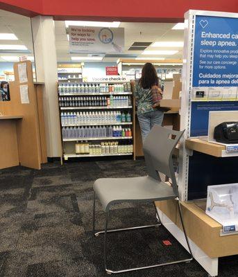 Sitting area while waiting for name to be called for vaccination