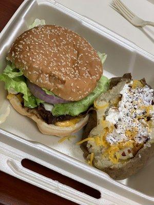 Cheeseburger & Loaded Baked Potato