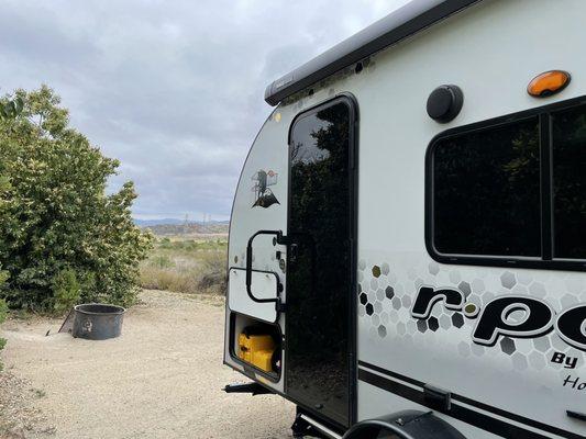 Open land behind site with view of Camp Pendleton