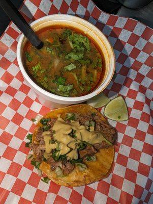 Birria Taco and Consome