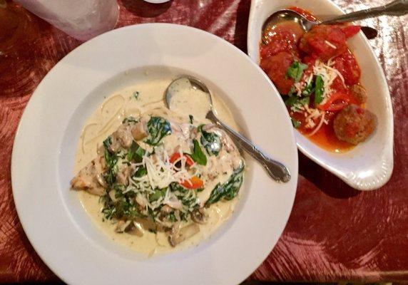 Chicken Florentine w/ side of Meatballs