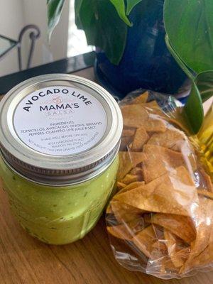 Avocado Lime Mama's Salsa + fresh homemade tortilla chips