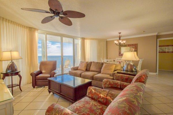 Living room at Long Beach Resort in Panama City Beach, Florida.