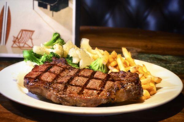 New York Strip with veggies and fries!