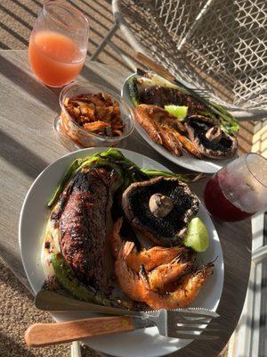 Grilled Steak, shrimp & veggies all from Napili market