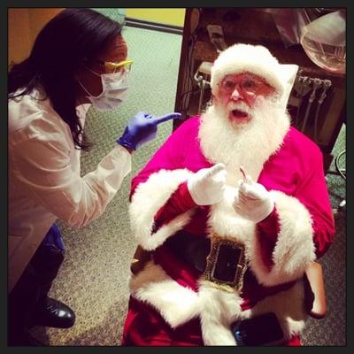 Santa visits Dr. Cantrell at Oasis.